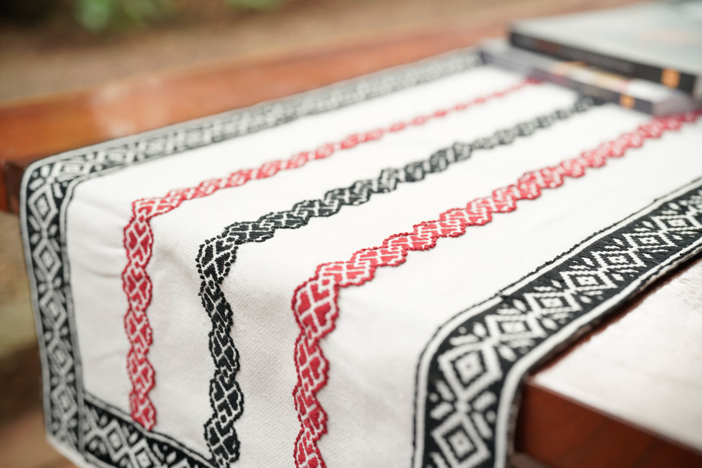 Reverse side of Meadow Runner showing unique handloom backing, two pieces in one