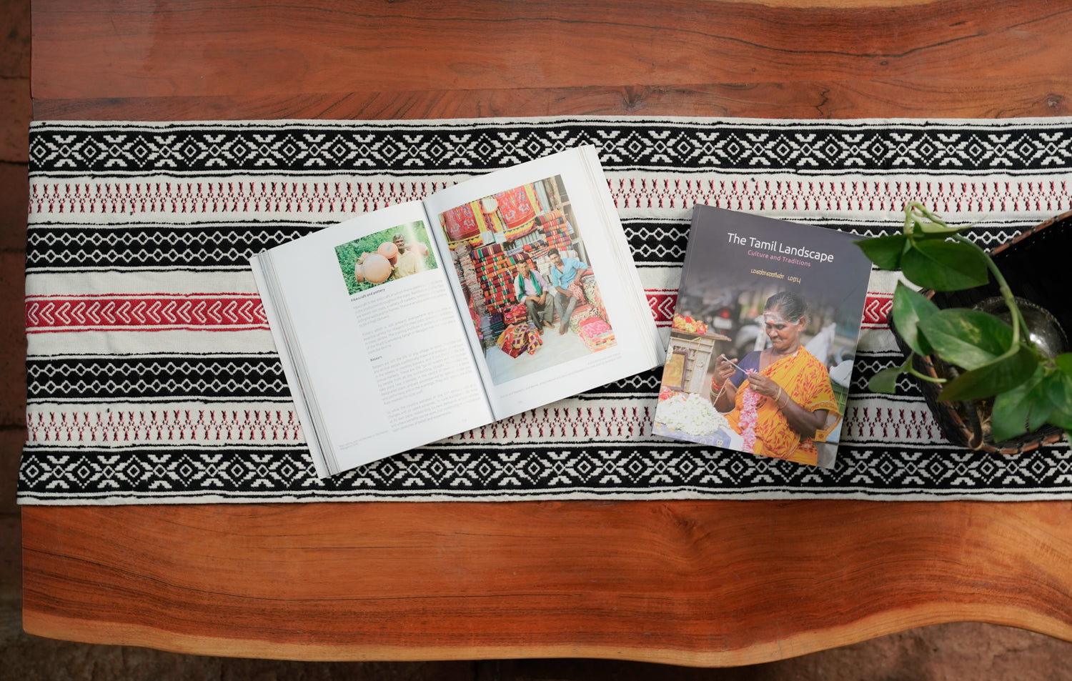 Palimpsest Runner, GI-tagged Toda hand-embroidered luxury table runner with layered pukhoor motifs, reversible