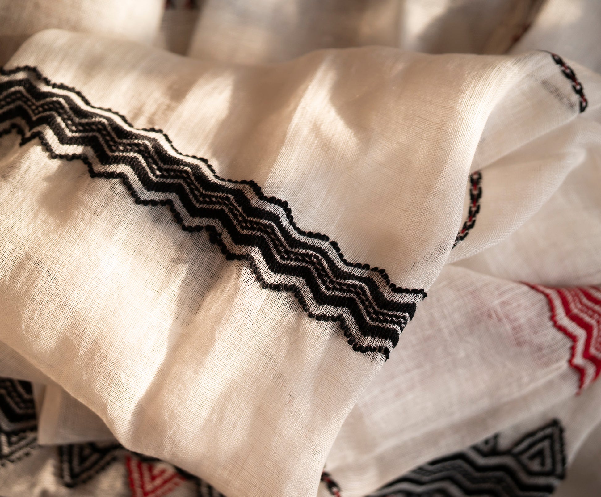 Sacred Peaks stole in Kurumba hand-painted muslin bag, Nilgiris artisan gifting