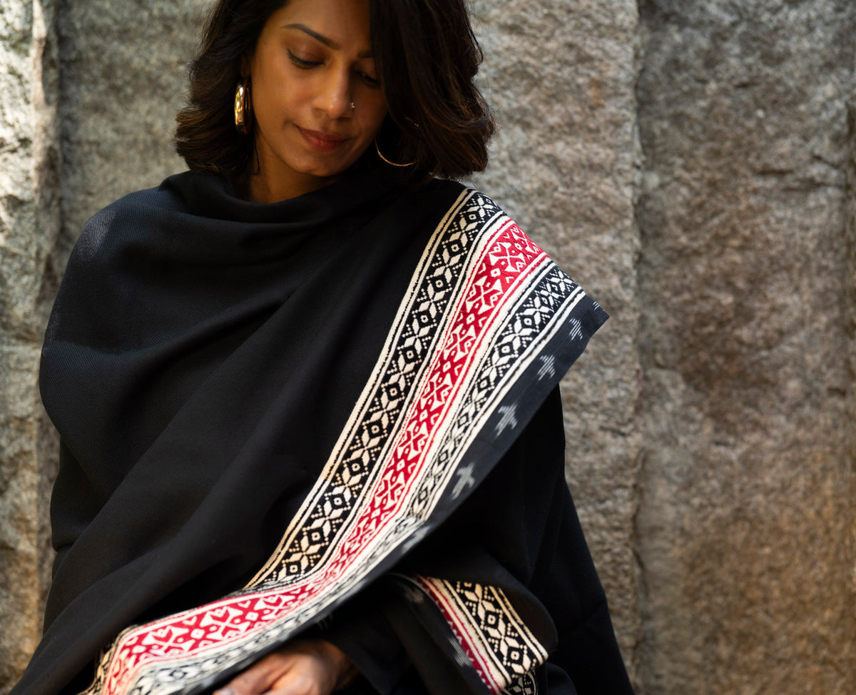 Fourfold — Black Panel Shawl