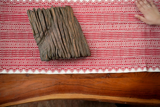 Classic Tapestry Rich Red, GI-tagged Toda hand-embroidered heirloom panel in rich red, one piece available